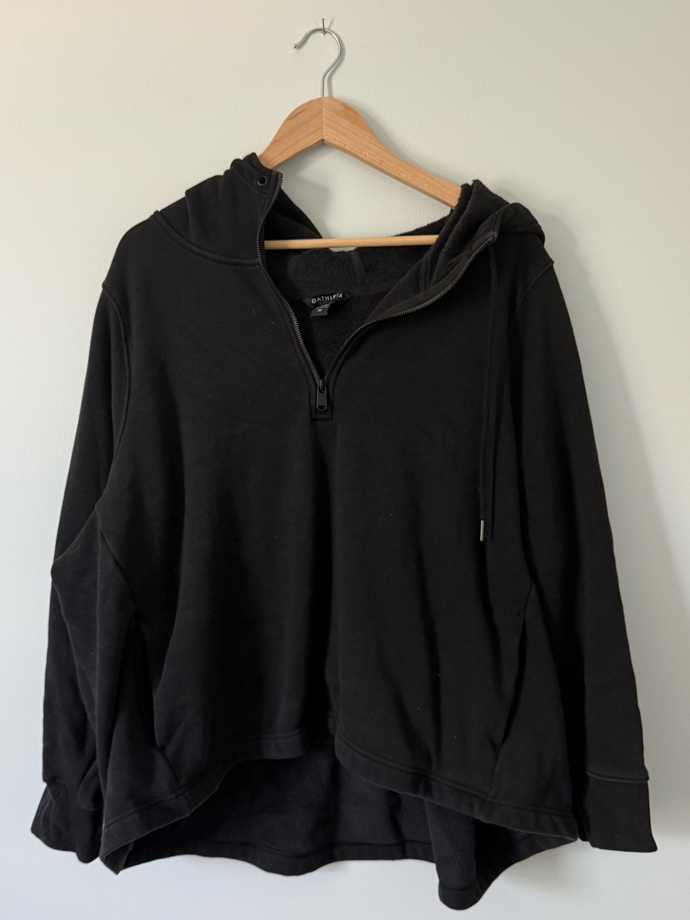 Athleta Cozy Karma 1/4 Zip Buttery Soft Fleece Lined Hoodie size 3XL in Black
